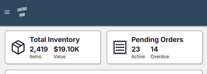 DistroHub dashboard